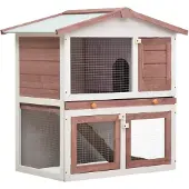 vidaXL Kaninchenstall 3 Türen Braun Holz