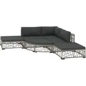 vidaXL 6-tlg. Garten-Lounge-Set mit Kissen Poly Rattan Grau