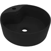 vidaXL Luxus-Waschbecken mit Überlauf Matt-Schwarz 36x13 cm Keramik