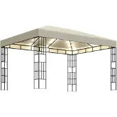 vidaXL Pavillon mit LED-Lichterkette 3x4 m Cremeweiß