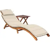 vidaXL Sonnenliege mit Tisch und Auflage Massivholz Akazie