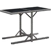 vidaXL Gartentisch Anthrazit 110x53x72 cm Glas und Poly Rattan