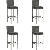 vidaXL Garten-Barhocker mit Kissen 4 Stk. Grau Poly Rattan