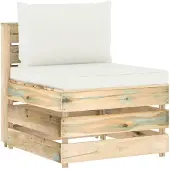 vidaXL Modulares Mittelsofa mit Kissen Grün Imprägniertes Holz