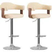 vidaXL Barhocker 2 Stk. Creme Bugholz und Kunstleder