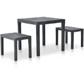 vidaXL Gartentisch mit 2 Bänken Kunststoff Anthrazit
