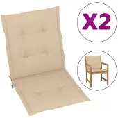 vidaXL Gartenstuhlauflagen für Niedriglehner 2 Stk. Beige 100x50x3 cm