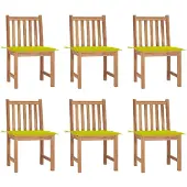 vidaXL Gartenstühle 6 Stk. mit Kissen Massivholz Teak