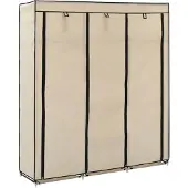 vidaXL Kleiderschrank mit Fächern und Stangen Creme 150x45x175cm Stoff