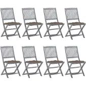 vidaXL Klappbare Gartenstühle 8 Stk. mit Kissen Massivholz Akazie