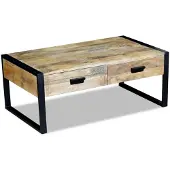 vidaXL Couchtisch mit 2 Schubladen Massivholz Mango 100x60x40 cm