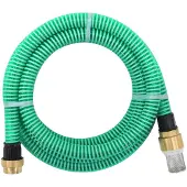 vidaXL Saugschlauch mit Messing-Anschlüssen Grün 1,1" 15 m PVC