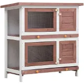 vidaXL Kaninchenstall 4 Türen Braun Holz