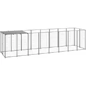 vidaXL Hundezwinger Silbern 4,84 m2 Stahl 3082203