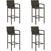 vidaXL Barhocker 4 Stk. Braun Poly Rattan