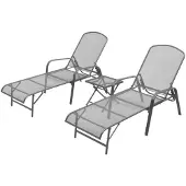 vidaXL Sonnenliegen 2 Stk. mit Tisch Stahl Anthrazit