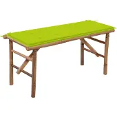 vidaXL Klappbare Gartenbank mit Auflage 118 cm Bambus