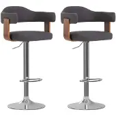 vidaXL 2 Stk. Barhocker Bugholz und Stoff Dunkelgrau