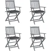 vidaXL Klappbare Gartenstühle 4 Stk. mit Kissen Massivholz Akazie