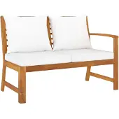 vidaXL Gartenbank 114,5 cm mit Cremeweißen Kissen Massivholz Akazie