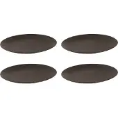 Palmer 4 x Ruston Teller flach, Steingut, √ò 27 cm, für ein 4 Personen Gedeck, spülmaschinenfest, dunkelbraun matt, Oberfläche Relief