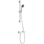 Schutte Duschset AQUA 2 SAVE, Duschsystem mit Thermostat Duscharmatur, Duschkopf mit Schlauch und Halterung, Handbrause mit 5 Funktionen