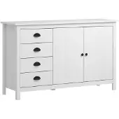 vidaXL Sideboard Hill Weiß 130x40x80 cm Massivholz Kiefer