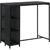 vidaXL Bartisch mit Regal Schwarz 120x60x110 cm Poly Rattan