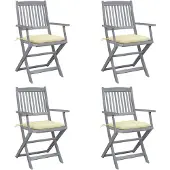 vidaXL Klappbare Gartenstühle 4 Stk. mit Kissen Massivholz Akazie
