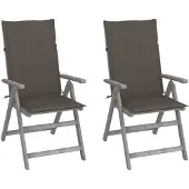 vidaXL Verstellbare Gartenstühle 2 Stk. mit Auflagen Massivholz Akazie