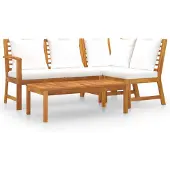vidaXL 4-tlg. Garten-Lounge-Set mit Auflagen Creme Massivholz Akazie