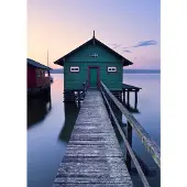 Overig Vliestapete "Digitaldruck Vlies - Das grüne Bootshaus - Größe 200 x 280 cm" bedruckt glatt Wohnzimmer, Schlafzimmer