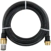 vidaXL Saugschlauch mit Messing-Anschlüssen Schwarz 1,1" 15 m PVC