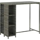 vidaXL Bartisch mit Regal Grau 120x60x110 cm Poly Rattan