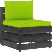 vidaXL Modulares Mittelsofa mit Kissen Grau Imprägniertes Holz