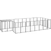 vidaXL Hundezwinger Schwarz 10,89 m² Stahl