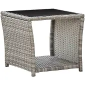 vidaXL Couchtisch Grau 45x45x40 cm Poly Rattan und Glas