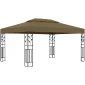 vidaXL Pavillon mit Doppeldach 3x4 m Taupe 180 g/m²