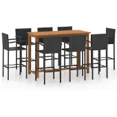 vidaXL 9-tlg. Gartenbar-Set Schwarz