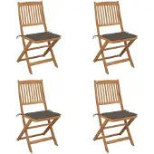 vidaXL Klappbare Gartenstühle 4 Stk. mit Kissen Massivholz Akazie