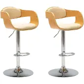 vidaXL Barhocker 2 Stk. Creme Bugholz und Kunstleder