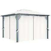 vidaXL Pavillon mit Vorhängen 300 x 300 cm Creme Aluminium