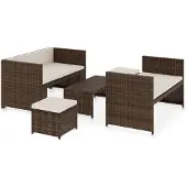 vidaXL 5-tlg. Garten-Lounge-Set mit Auflagen Poly Rattan Braun