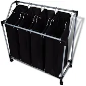 vidaXL - Wäschesortierer - mit - 4 - Taschen - schwarz - und - grau