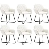 vidaXL Esszimmerstühle 6 Stk. Creme Stoff