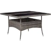 vidaXL Garten-Esstisch Grau Poly Rattan und Glas