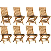 vidaXL Gartenstühle mit Taupe Kissen 8 Stk. Massivholz Teak