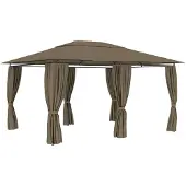 vidaXL Gartenzelt mit Vorhängen 4x3 m Taupe 180 g/m²