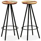 vidaXL Barhocker 2 Stk. Massives Altholz