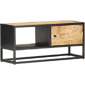 vidaXL TV-Schrank mit Geschnitzter Tür 90x30x40 cm Raues Mangoholz
